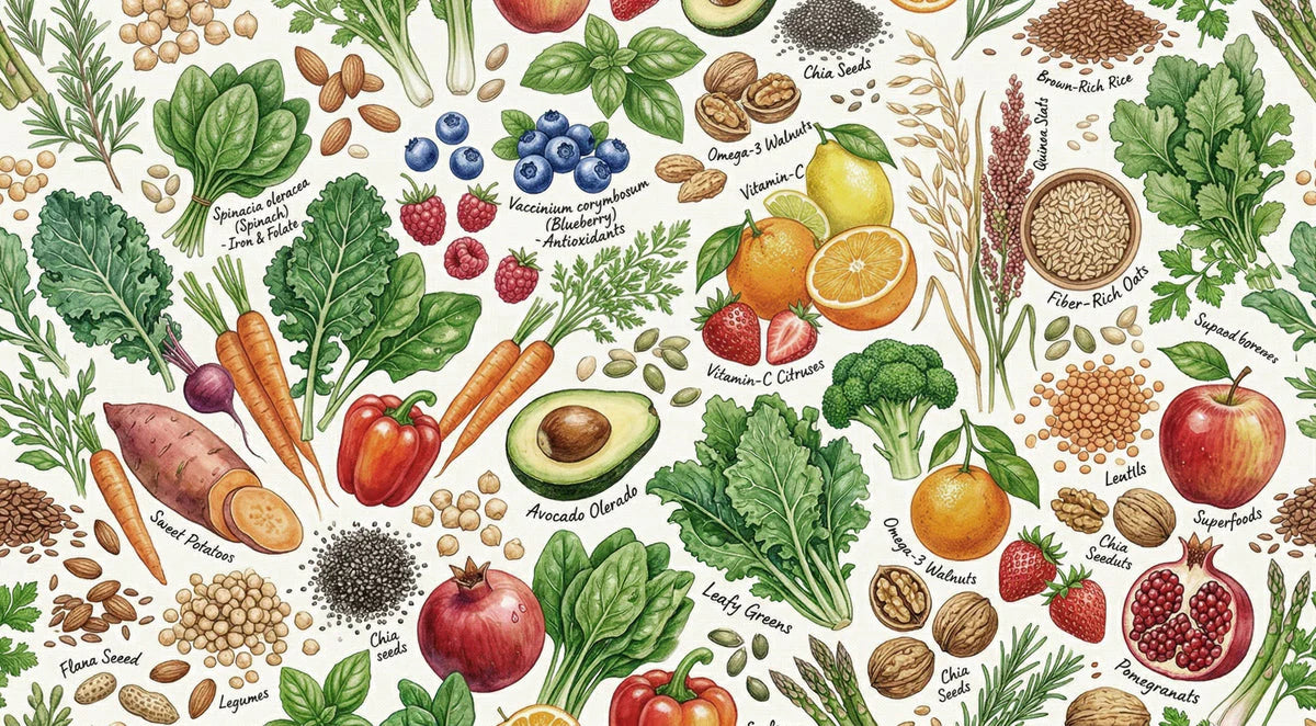 Botanical Superfood Garden Mural Wallpaper in Culinary Illustration Mural Wallpaper - room preview 04