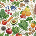 Botanical Superfood Garden Mural Wallpaper in Culinary Illustration Mural Wallpaper - room preview 04