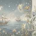 Fairy Tale Voyage Mural Wallpaper with Pegasus and Sailing Ships Mural Wallpaper - room preview 04