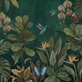 Tropical Jungle Sanctuary Mural Wallpaper — Dark Botanical Design Mural Wallpaper - room preview 04