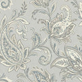 Vintage Paisley Mural Wallpaper — Soft Blue and Gray Botanical Mural Wallpaper - room preview 04