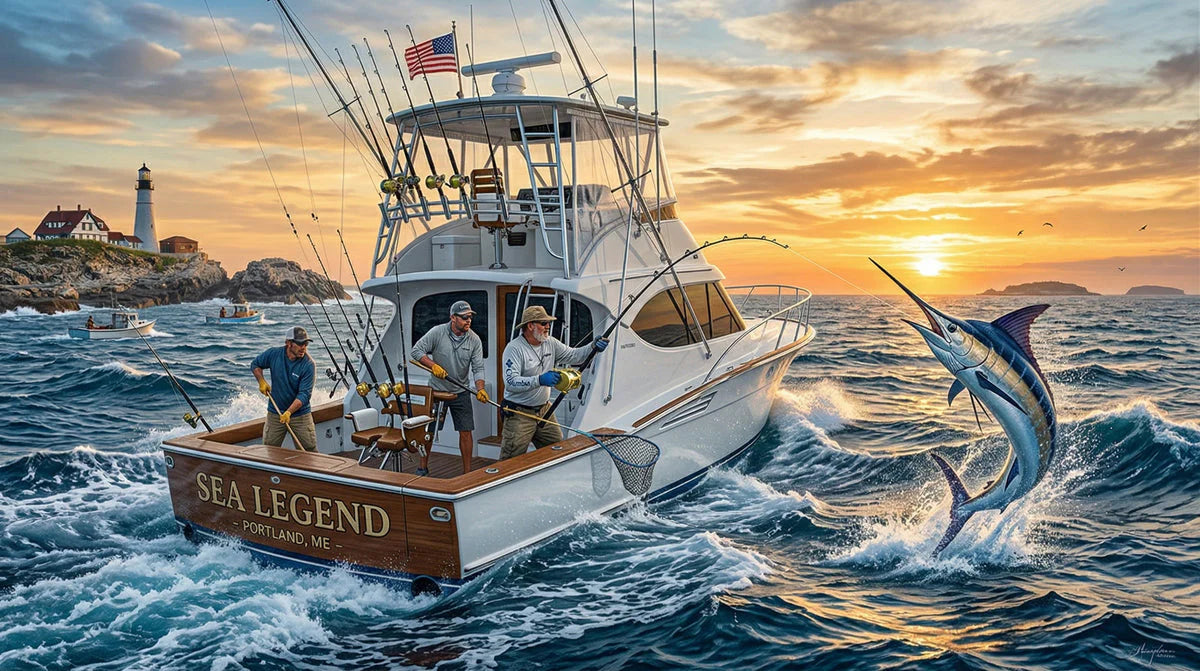 Deep Sea Sport Fishing Mural Wallpaper — Nautical Sunset Mural Mural Wallpaper - room preview 04