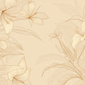 Golden Botanical Line Art Mural Wallpaper — Minimalist Floral Mural Wallpaper - room preview 04