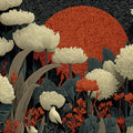 Cinnabar Moon Botanical Mural Wallpaper in Cream and Charcoal Mural Wallpaper - room preview 04