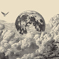 Vintage Lunar Moonscape Mural Wallpaper in Etched Style Mural Wallpaper - room preview 04