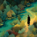 Stroll by the Riverbank Mural Wallpaper — Artistic Nature Scene Mural Wallpaper - room preview 04