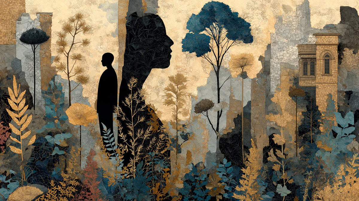 Silhouette and Ancient Ruins Mural Wallpaper in Earthy Tones Mural Wallpaper - room preview 04