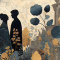 Starlit Garden Silhouette Mural Wallpaper in Gold and Slate Mural Wallpaper - room preview 04