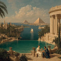 Ancient Mediterranean Oasis Mural Wallpaper — Architectural Mural Mural Wallpaper - room preview 04