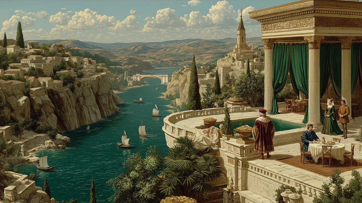 Renaissance Mediterranean Harbor Mural Wallpaper - room preview 04