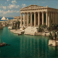 Ancient Greek Harbor Mural Wallpaper — Architectural Landscape Mural Wallpaper - room preview 04
