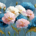 Impressionistic Floral Mural Wallpaper in Dusty Blue and Pink Mural Wallpaper - room preview 04
