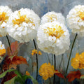 Impressionistic Marigold Bloom Mural Wallpaper in Yellow and Grey Mural Wallpaper - room preview 04