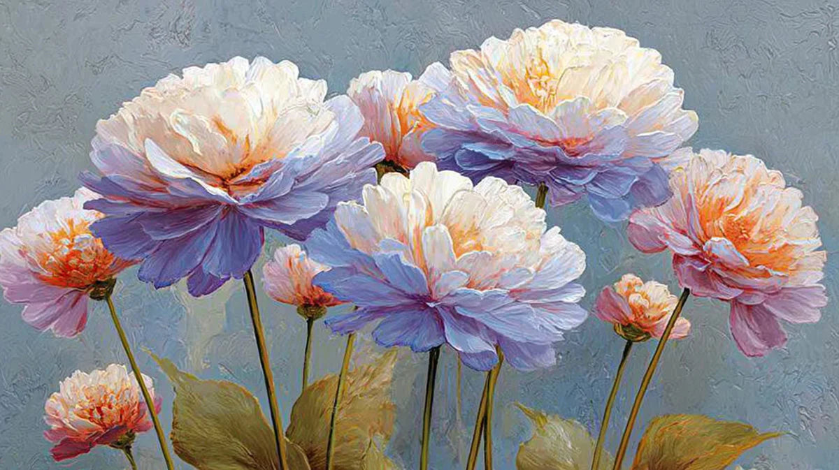 Impressionist Peony Floral Mural Wallpaper — Soft Artistic Bloom Mural Wallpaper - room preview 04