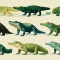 Vintage Alligator Study Mural Wallpaper in Earthy Greens Mural Wallpaper - room preview 04