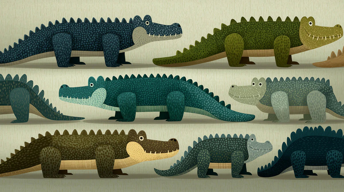 Friendly Crocodile Parade Mural Wallpaper — Whimsical Nature Design Mural Wallpaper - room preview 04