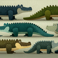 Friendly Crocodile Parade Mural Wallpaper — Whimsical Nature Design Mural Wallpaper - room preview 04