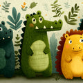 Friendly Forest Crocodile Mural Wallpaper —Whimsical Kids Pattern Mural Wallpaper - room preview 04