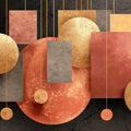 Floating Geometric Mural Wallpaper in Warm Copper and Charcoal Mural Wallpaper - room preview 04