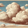 Etched Cloudscape Mural Wallpaper — Vintage Sky Illustration Mural Wallpaper - room preview 04