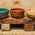 Rustic Ceramic Bowls Mural Wallpaper — Earthy Painted Texture Mural Wallpaper - room preview 04