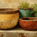 Rustic Ceramic Pot Mural Wallpaper — Oil Painting Still Life Mural Wallpaper - room preview 04