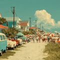 Coastal Summer Vibe Mural Wallpaper — Seaside Leisure Scene Mural Wallpaper - room preview 04