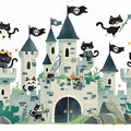 Cat Pirate Castle Mural Wallpaper — Whimsical Children's Adventure Mural Wallpaper - room preview 04