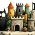 Whimsical Pirate Cat Castle Mural Wallpaper — Child’s Play Decor Mural Wallpaper - room preview 04
