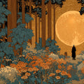 Midnight Moonlit Forest Mural Wallpaper with Botanical Detail Mural Wallpaper - room preview 04