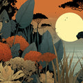 Safari Sunset Mural Wallpaper with Leopard Motif Mural Wallpaper - room preview 04