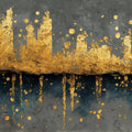 Gilded Skyline Mural Wallpaper — Abstract Gold and Charcoal Mural Wallpaper - room preview 04