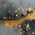 Kintsugi Concrete Mural Wallpaper — Artistic Gold and Charcoal Mural Wallpaper - room preview 04
