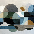 Abstract Geometric Circles Mural Wallpaper in Deep Blues and Ochre Mural Wallpaper - room preview 04