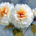 Impressionist White Peony Mural Wallpaper with Golden Centers Mural Wallpaper - room preview 04