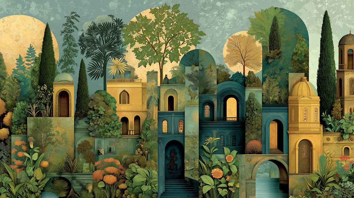 Mediterranean Garden Architectural Mural Wallpaper - room preview 04