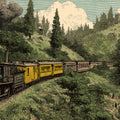 Vintage Steam Train Mountain Landscape Mural Wallpaper - room preview 04