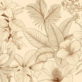 Monochrome Botanical Line Art Mural Wallpaper — Beige & Copper Mural Wallpaper - room preview 04