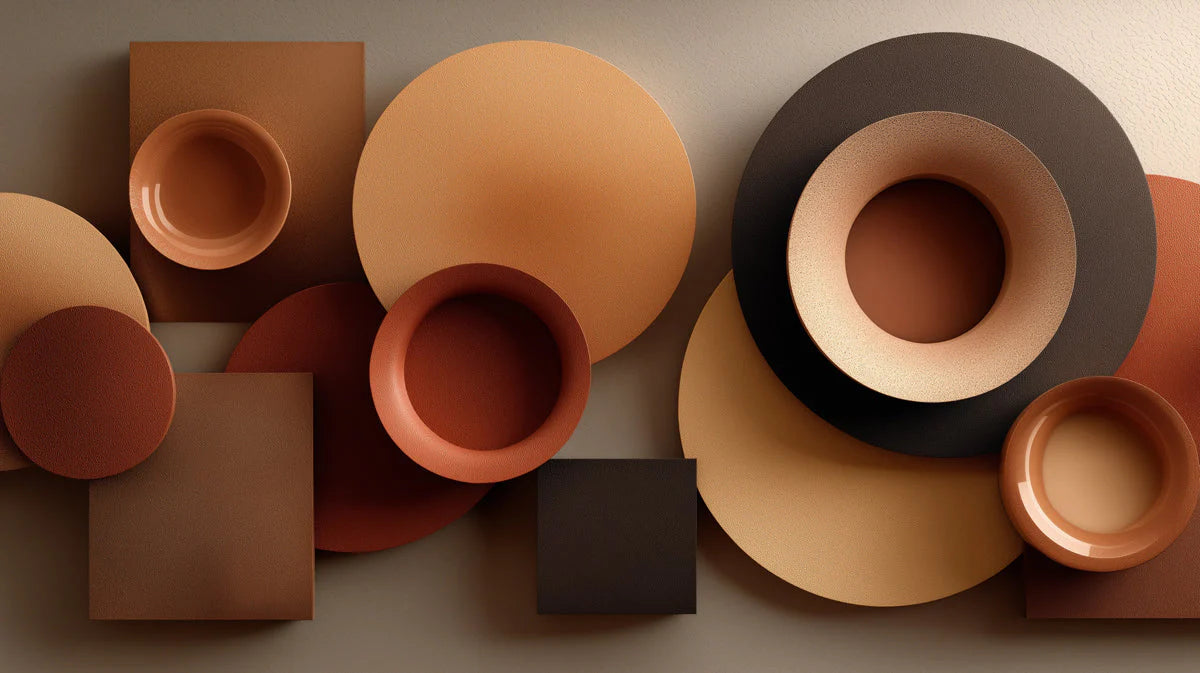 Abstract Geometric Circles Mural Wallpaper — Modern Earth Tones Mural Wallpaper - room preview 04