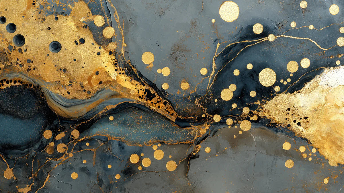 Abstract Gold and Slate Marble Mural Wallpaper — Modern Luxury Mural Wallpaper - room preview 04