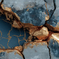 Kintsugi Stone Mural Wallpaper — Abstract Blue and Gold Luxury Mural Wallpaper - room preview 04