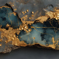 Gilded Slate Abstract Mural Wallpaper with Textured Gold Accents Mural Wallpaper - room preview 04