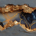 Gilded Geode Fissure Mural Wallpaper in Charcoal and Gold Mural Wallpaper - room preview 04