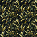 Olive Branch Botanical Mural Wallpaper — Moody Mediterranean Design Mural Wallpaper - room preview 04