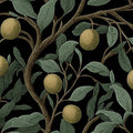 Vintage Citrus Orchard Mural Wallpaper in Sage and Black Mural Wallpaper - room preview 04