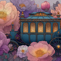 Royal Carriage Floral Mural Wallpaper — Whimsical Fantasy Design Mural Wallpaper - room preview 04