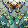 Stained Glass Butterfly Mural Wallpaper — Artistic Floral Decor Mural Wallpaper - room preview 04