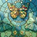 Stained Glass Butterfly Mural Wallpaper — Artistic Floral Decor Mural Wallpaper - room preview 04