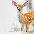 Fawn in the Woodland Mural Wallpaper — Artistic Deer Illustration Mural Wallpaper - room preview 04