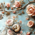 Rose Garden Snail and Butterfly Mural Wallpaper — Whimsical Decor Mural Wallpaper - room preview 04